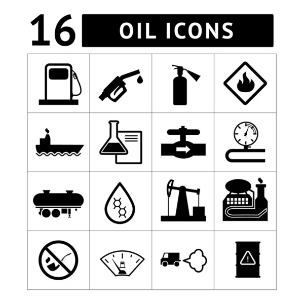 Set industria petrolifera e icone petrolifere — Vettoriale Stock