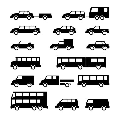 Araba ve otobüs Icons set