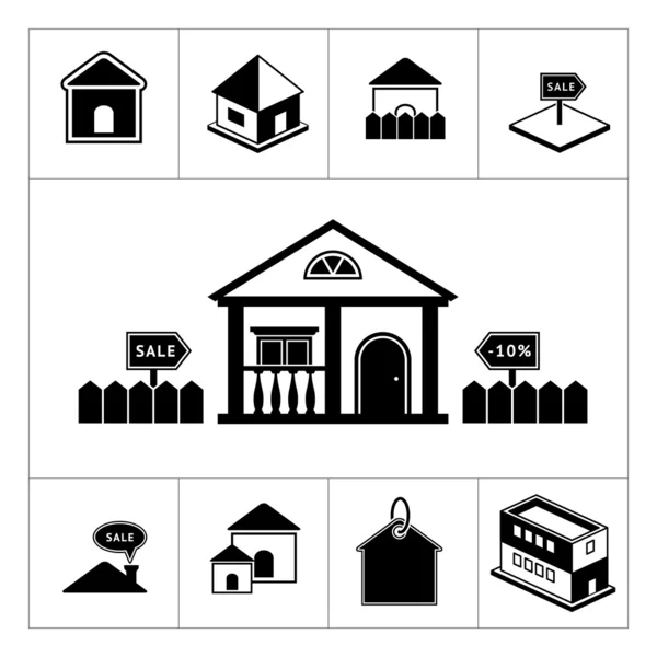 家のアイコンのセットです。不動産および建物コレクション — ストックベクタ