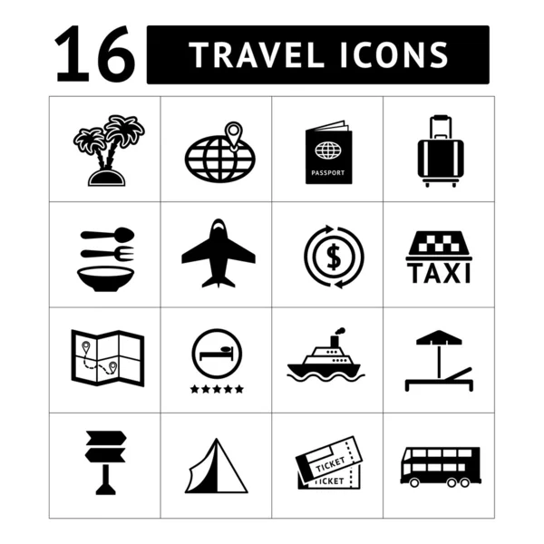 Conjunto de iconos de viajes, turismo — Vector de stock