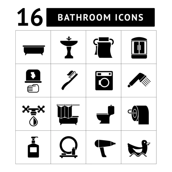 Set icone del bagno e toilette — Vettoriale Stock