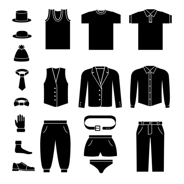Ensemble d'icônes de vêtements et accessoires pour hommes — Image vectorielle