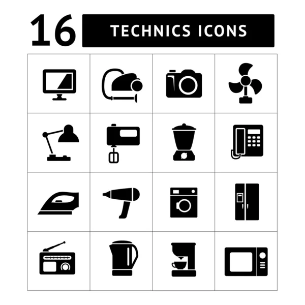 Set icônes de la technique et des appareils ménagers — Image vectorielle