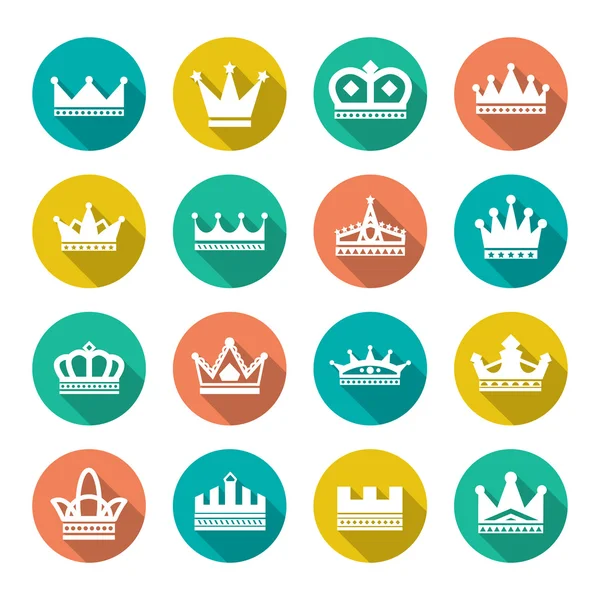 Set icone piatte della corona — Vettoriale Stock