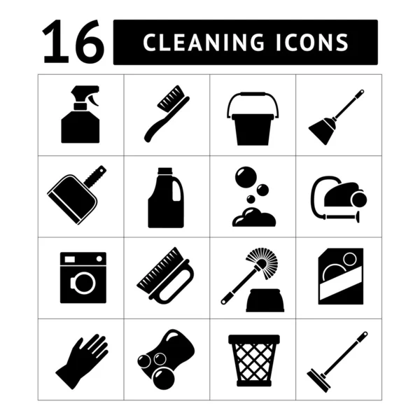 Set icons of cleaning — Stock Vector