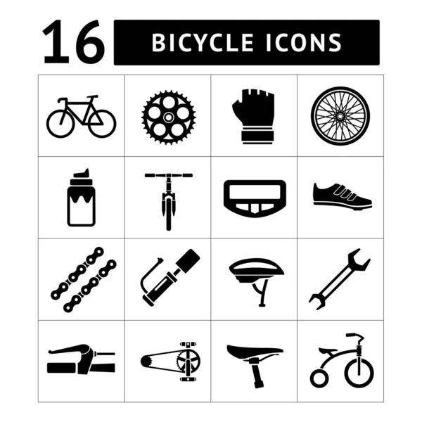Set icons of bicycle, biking, bike parts and equipment