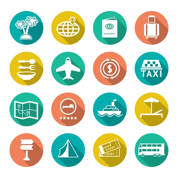Set flat icons of travel, tourism — Stock Vector