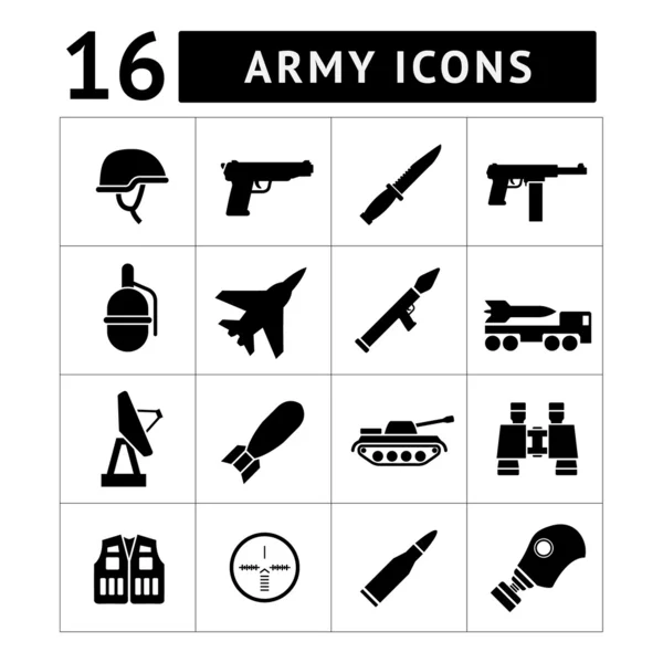 Ikonen der Armee und des Militärs — Stockvektor