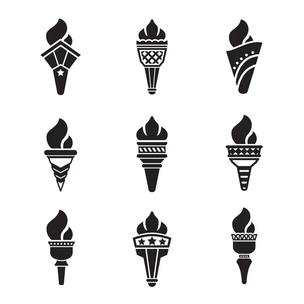 Набор иконок факела — стоковый вектор