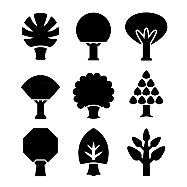 Set icone di alberi — Vettoriale Stock
