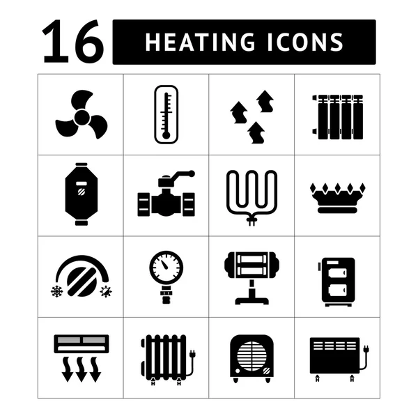 Set icons of heating — Stock Illustration Set icons of heating Royalty Free Stock Vectors