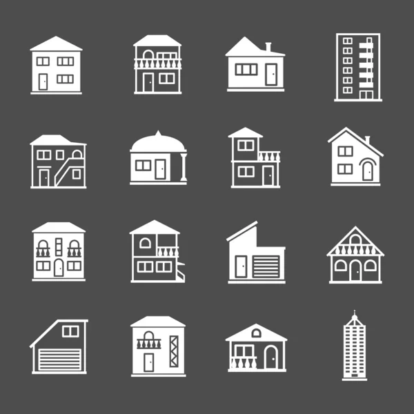 Conjunto de iconos de casa. Bienes raíces y colección de edificios — Vector de stock