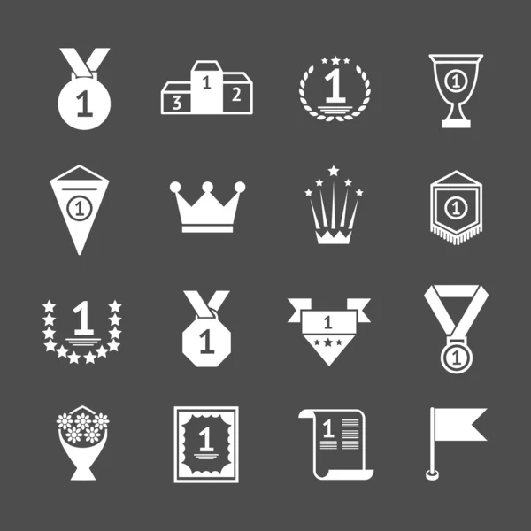 Conjunto de iconos de premios, premios y trofeos — Vector de stock