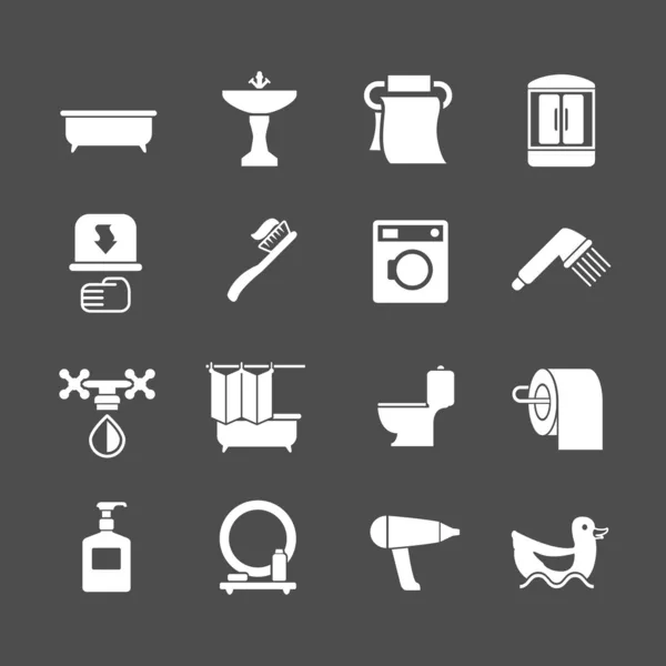 Set icons of bathroom and toilet — Stock Vector