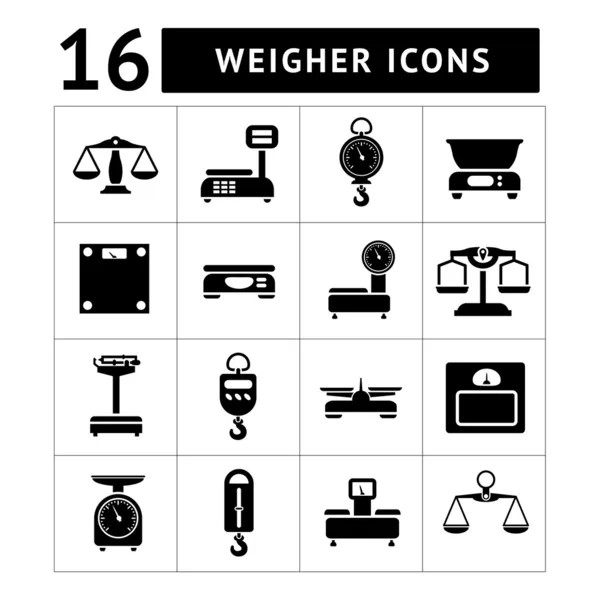 Set icônes de poids et balances — Image vectorielle