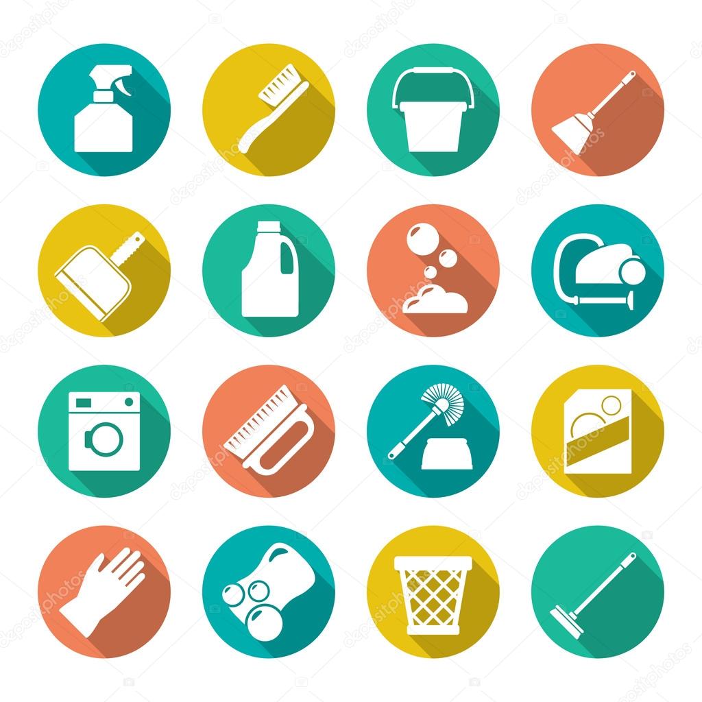 Set flat icons of cleaning