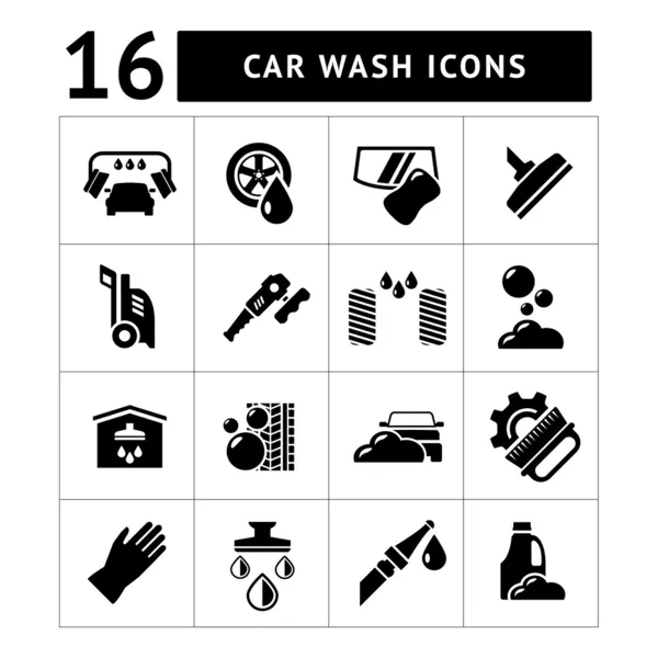 Set icons of car wash — Stock Vector