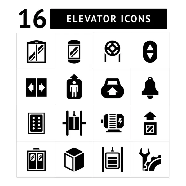 Establecer iconos de ascensor y ascensor — Vector de stock