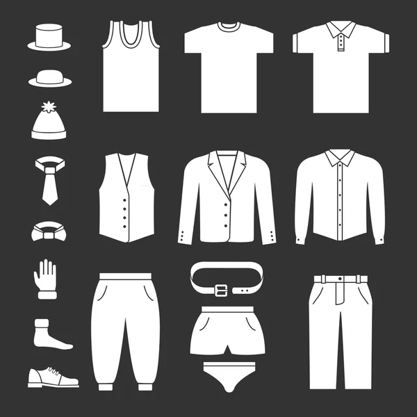 Set icônes de vêtements et accessoires pour hommes — Image vectorielle