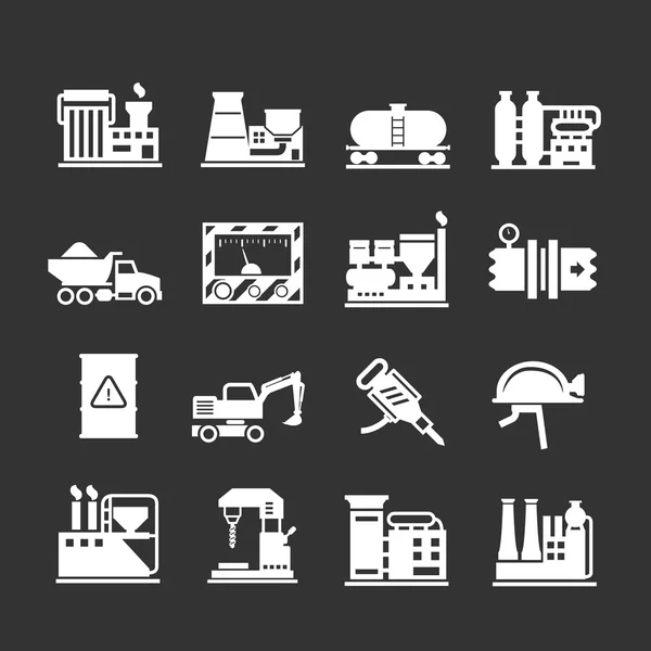 Establecer iconos de la industria y la fábrica — Vector de stock