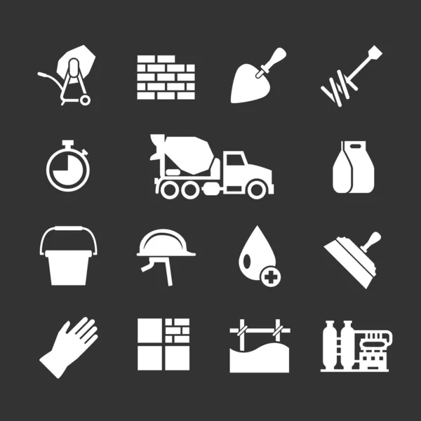 Set icons of cement and concrete — Stock Vector