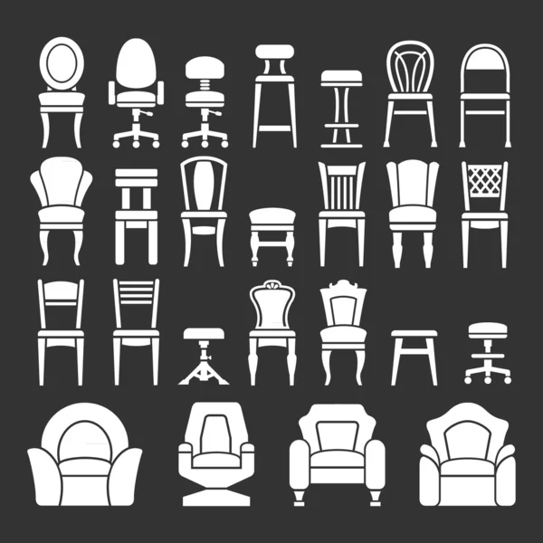 Uppsättning ikoner av stolar — Stock vektor