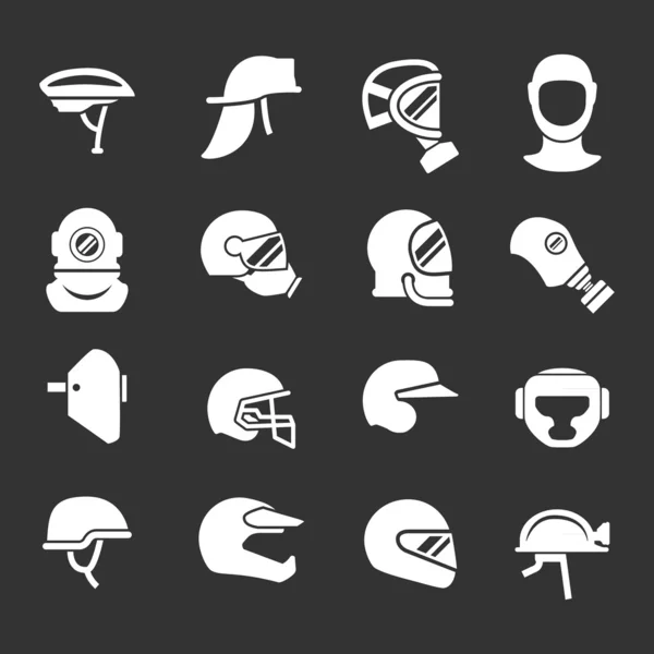 Set icons of helmets and masks — Stock Vector