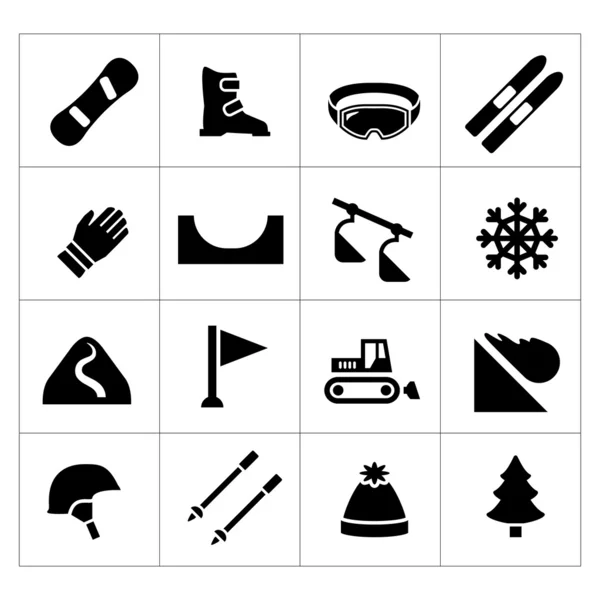 Set iconen van skiën en snowboarden — Stockvector