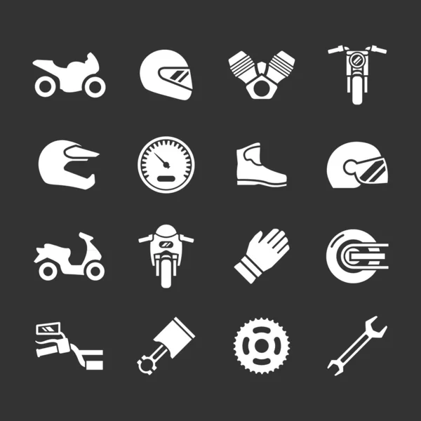 Set pictogrammen van motorfiets — Stockvector