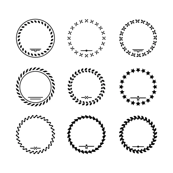 Conjunto de iconos de corona de laurel y marcos modernos — Archivo Imágenes Vectoriales