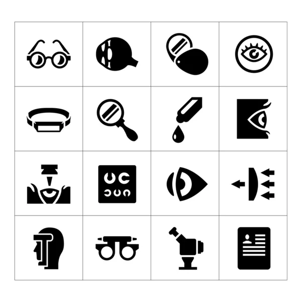 Conjunto de iconos de oftalmología y optometría — Archivo Imágenes Vectoriales