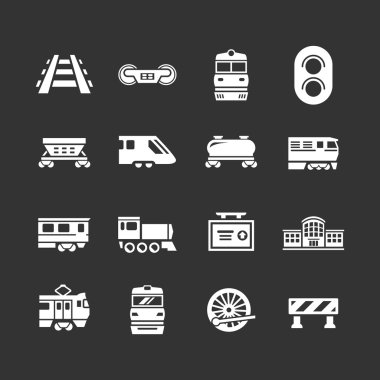 tren ve tren Icons set