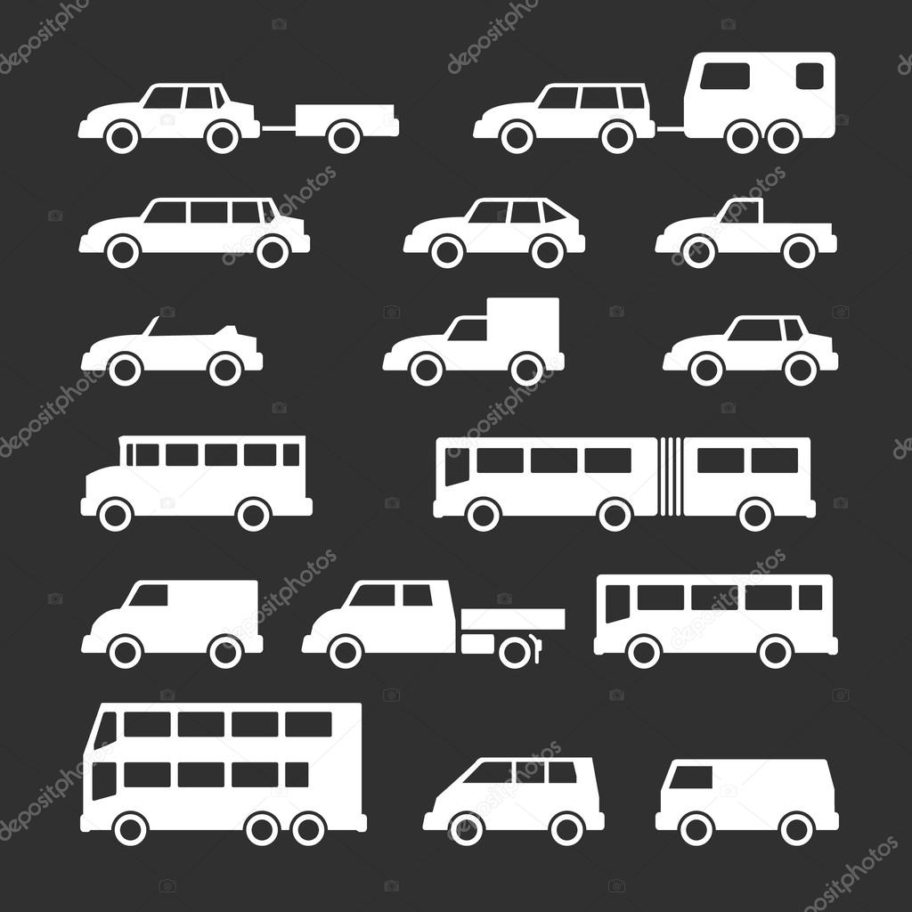 Set icons of car and bus