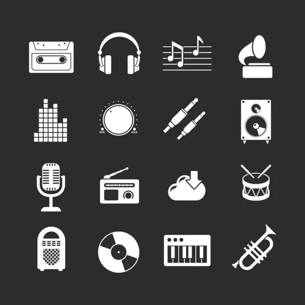 Ange ikoner av musik och ljud — Stock vektor