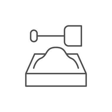 Çocuklar için kum havuzu çizgi ana hatları simgesi beyaz üzerine izole edildi