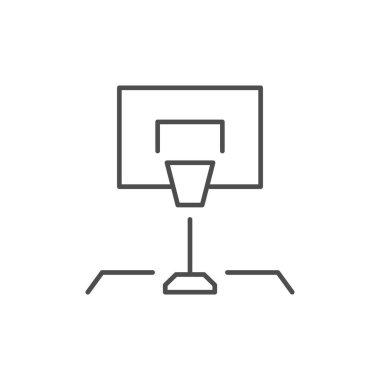 Basketbol rafı çizgi ana hatları simgesi beyaz üzerinde izole