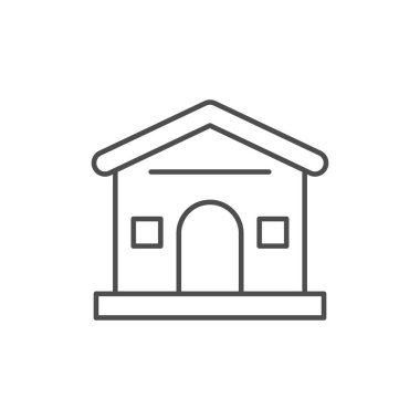 Ev inşa çizgisi ana hatları simgesi beyaza izole edildi