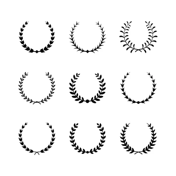 Set glyph icons of laurel wreath — Stock Vector