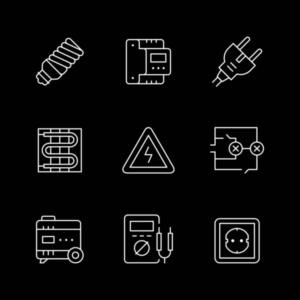 Set line icons of electricity — Stock Vector