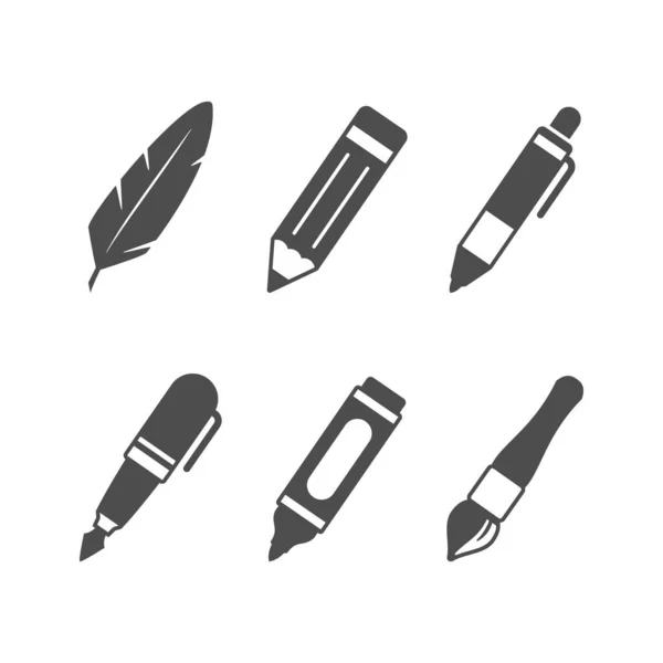 Set glyph icons of writing utensils Vector Graphics