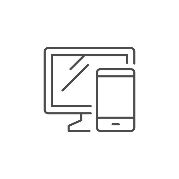 PC and mobile phone line icon