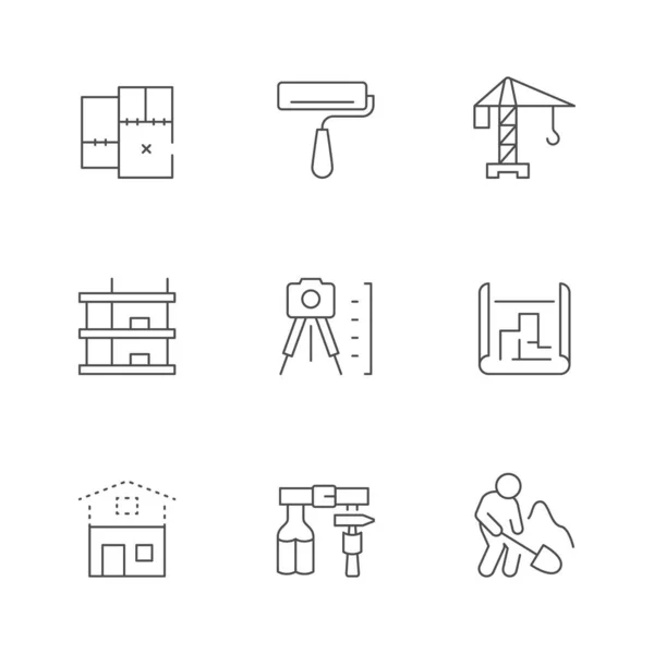 Establecer iconos de línea de construcción aislados en blanco — Vector de stock