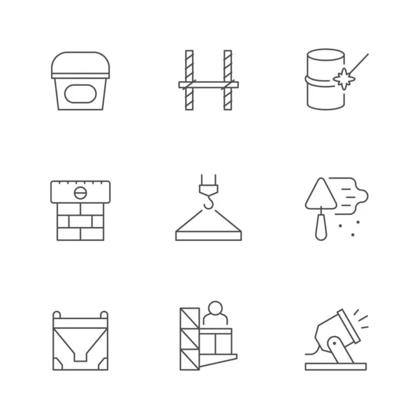 Establecer iconos de línea de construcción aislados en blanco — Vector de stock