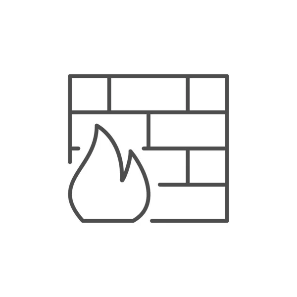 Dator brandvägg linje ikon — Stock vektor