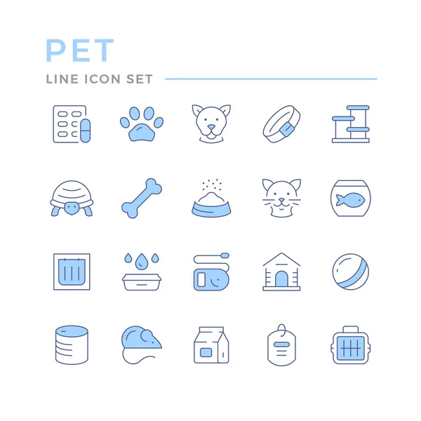 Establecer iconos de línea de color de mascotas aisladas en blanco — Vector de stock