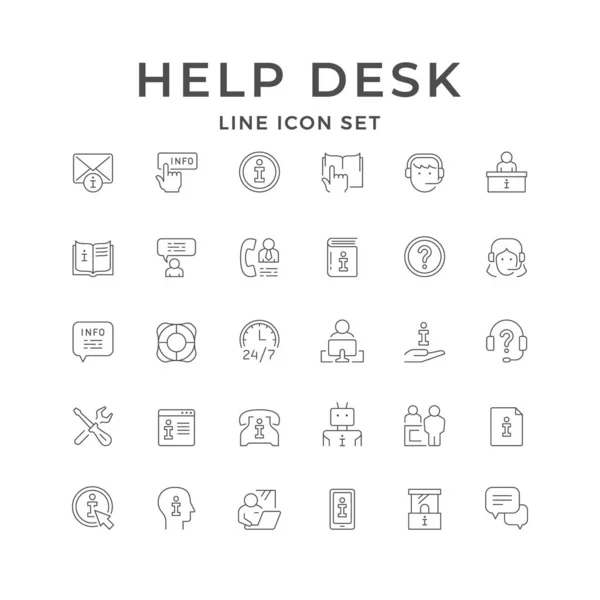 Définir les icônes de ligne d'info et centre d'aide — Image vectorielle