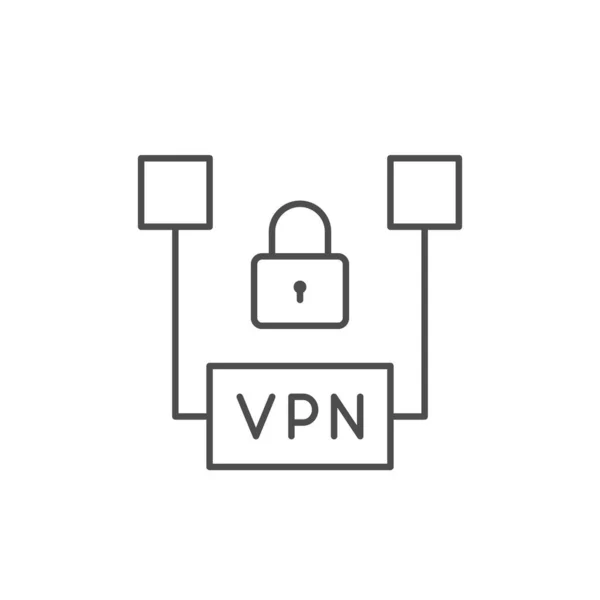 Значок контура линии безопасности VPN — стоковый вектор