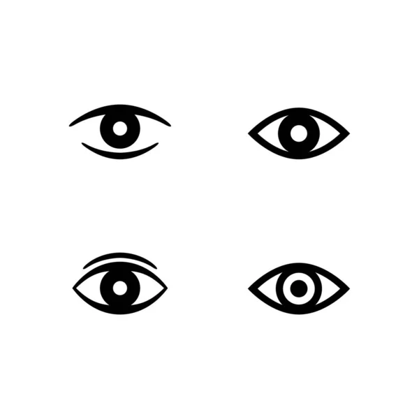 Impostare icone glifo di occhio isolato su bianco — Vettoriale Stock