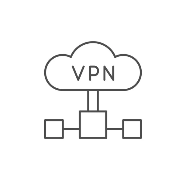 VPNスキームラインアウトラインアイコンを白で分離 — ストックベクタ