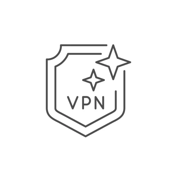 Icono de contorno de línea de protección VPN aislado en blanco — Vector de stock